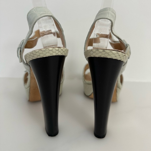 ROBERTO CAVALLI Exotic Snake Python Platform Sandals in Light Mint Green - Picture 3 of 16